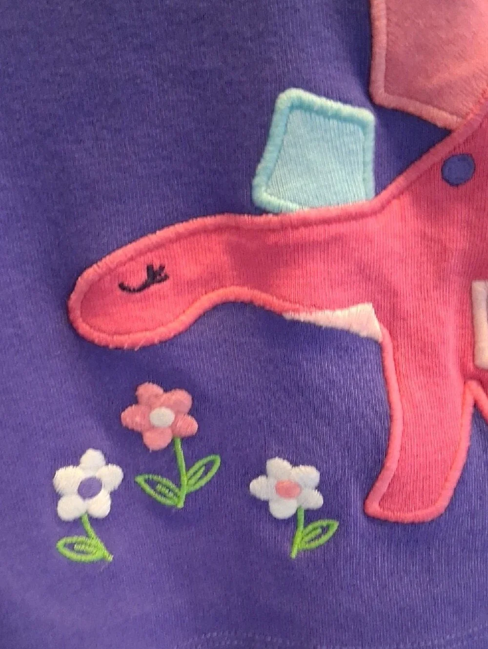 Gymboree Purple Long Sleeve Top with Pink Trim & Dino Patch